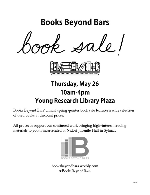 Flier for Books Beyond Bars book sale. Information is repeated in text of post.